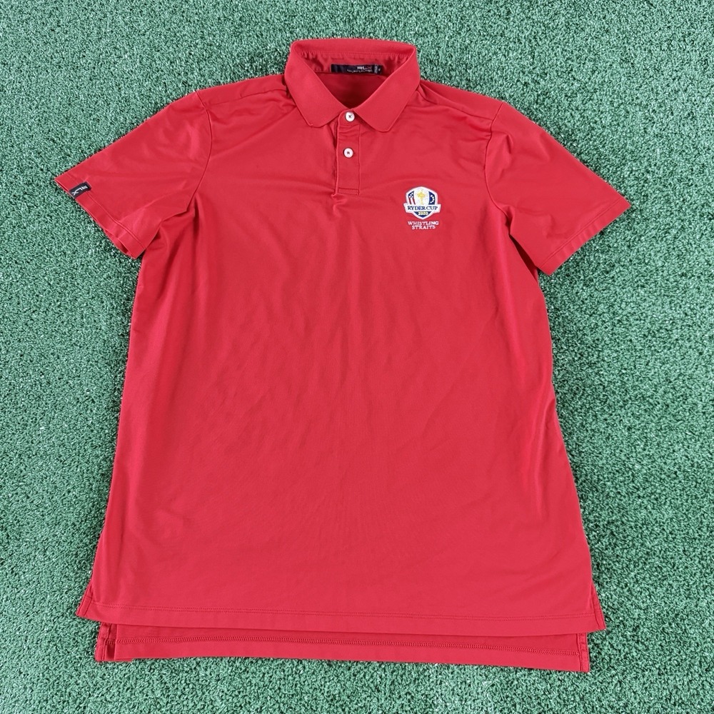 RLX Ralph Lauren Ryder Cup Men's Short Sleeve Polo Shirt Size Medium Red